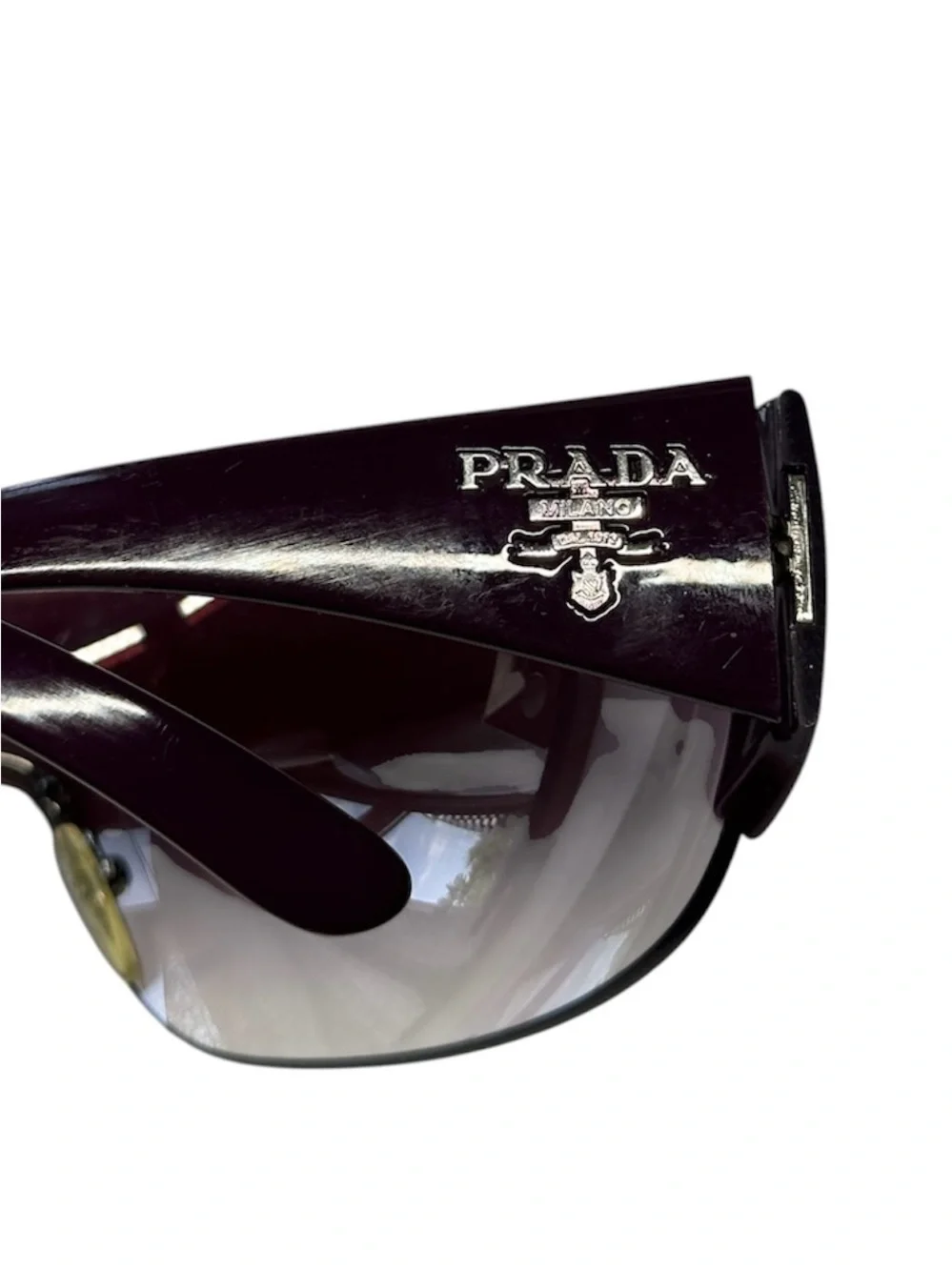 Prada Women’s Rimless Shield Sunglasses - Purple Gradient Lenses (READ)